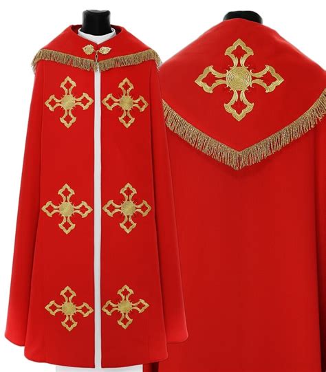 Red Gothic Cope With Stole K Cf Vestment Capa Pluvial Roja Piviale