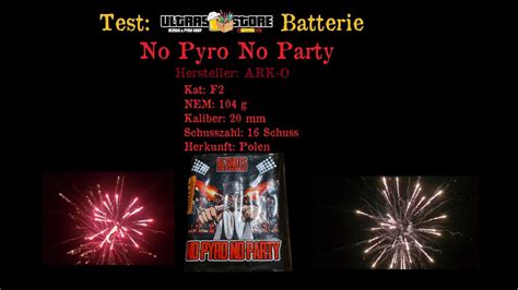 Ultrasstore Batterie No Pyro No Party 16 Schuss Kat F2 NEM