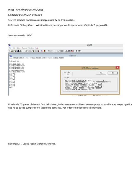 Pdf Investigaci N De Operaciones Ejercicio De Examen Unidad