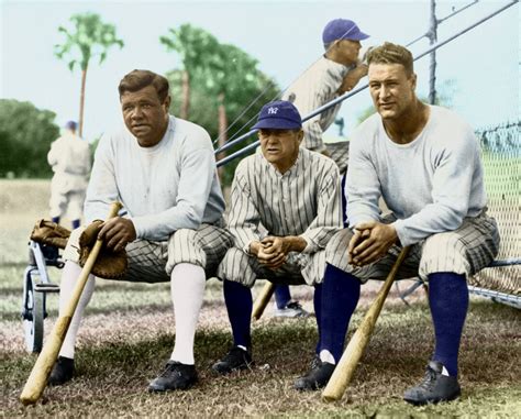 1920s Babe Ruth Miller Huggins Lou Gehrig Color Tinted NEW YORK