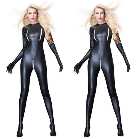 Combinaison En Cuir Verni Pour Femmes Sexy Bondage Zentai Catsuit