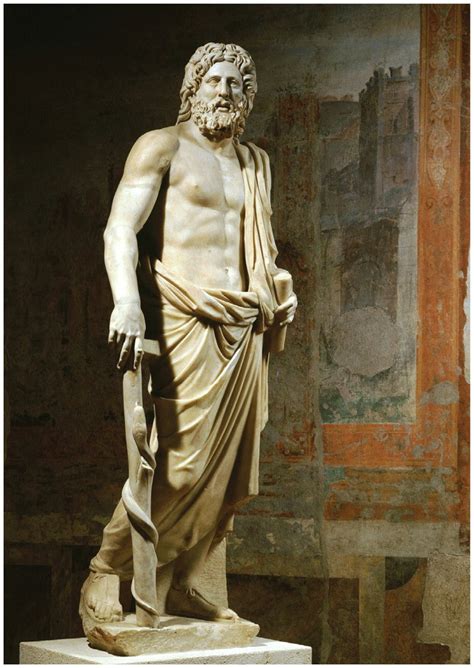 Marble Statue Of Aesculapius The Greek God Of Medicine And Healing