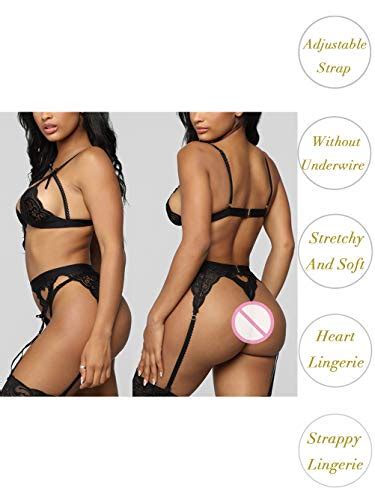 Kaei Shi Sexy Lingerie For Women Heart Lingerie Set With Garter Belt