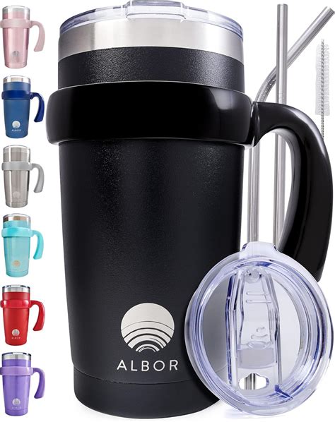 Albor Mug Isotherme Cafe Avec Paille Oz Ml Mug Thermos Isotherme