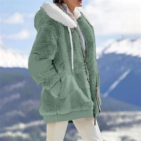 Ccrftgi Plus Size Autumn Winter Jackets For Women Clearance Faux Fur