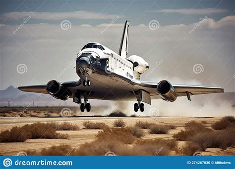 Space Tourism Shuttle on Final Approach To Landing Pad Stock Photo ...