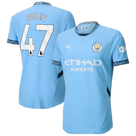 Manchester City Home Authentic Shirt With Foden Printing