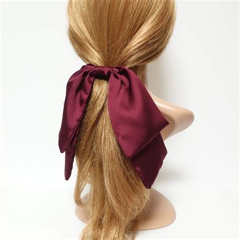 Satin Vertical Layered Hair Bow Glossy Style Fabric Droopy Bow French