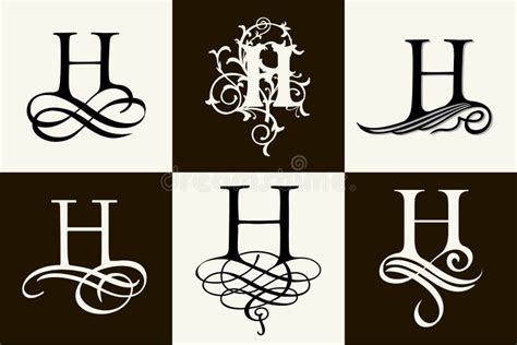 Vintage Set Capital Letter H For Monograms And Logos Stock Vector