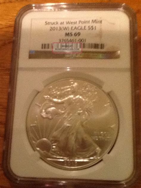 2013 W American Silver Eagle Ngc Ms 69 Brown Label Struck At West Point