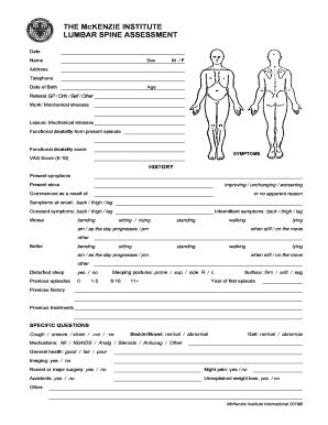 Fillable Online THE MCKENZIE INSTITUTE CERVICAL SPINE ASSESSMENT Fax