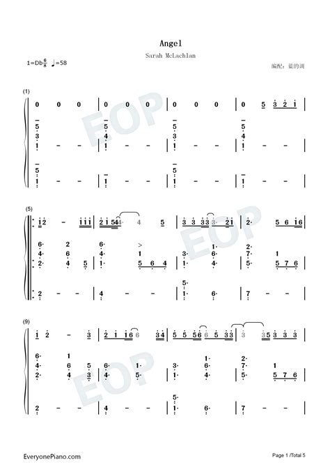 Angel-City of Angels Theme Numbered Musical Notation Preview