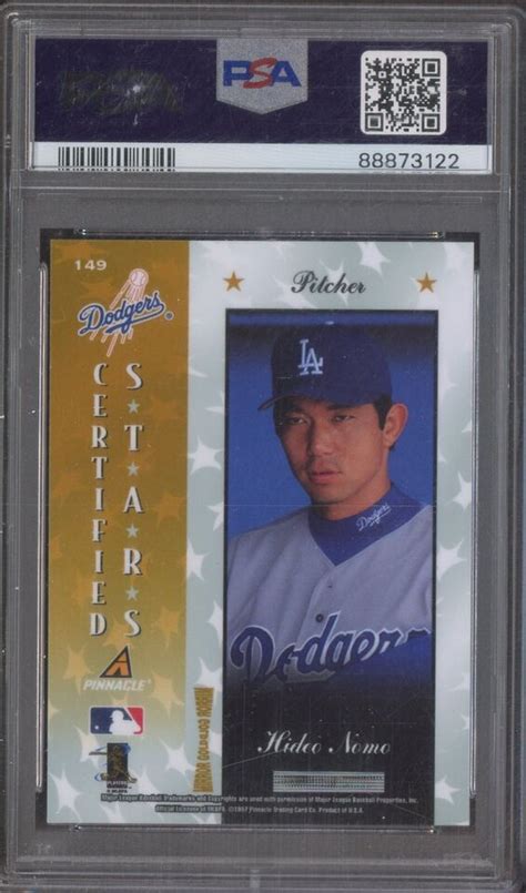 1997 Pinnacle Certified Mirror Gold 149 Hideo Nomo Dodgers PSA 9 MINT