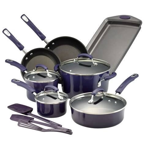 Rachael Ray 14 Piece Nonstick Pots And Pans Set Cookware Set Purple