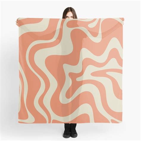 Liquid Swirl Retro Modern Abstract Pattern In Pumpkin Orange And Beige