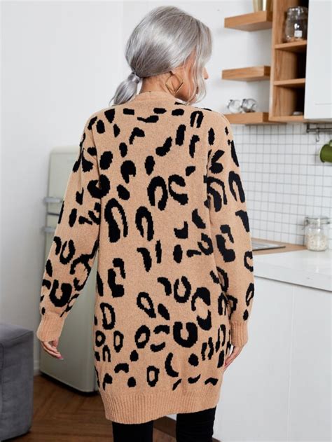 Shein Lune Leopard Print Drop Shoulder Cardigan Shein Usa