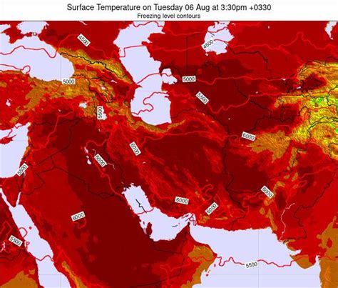 Turkmenistan Surface Temperature on Sunday 12 Sep at 4:30am IRDT