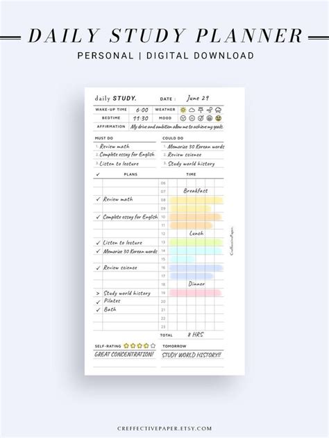 Student Daily Planner Daily Planner Printable Planner Pages Planner