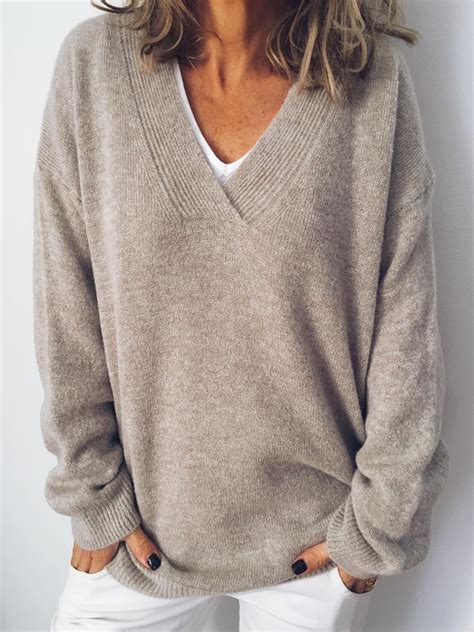 Cotton Blend Long Sleeve V Neck Shirts And Tops Clothing Long Sleeve