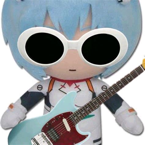 an anime character holding a guitar and wearing sunglasses