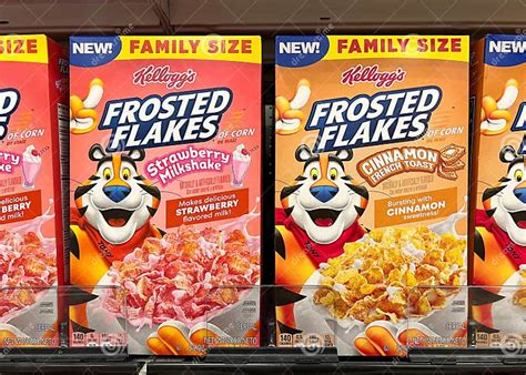 Grocery Store Shelf With Boxes Of Kellogg S Brand Cereal Frosted