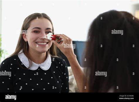 Cute Brunette Female Smiling Stock Photo Alamy