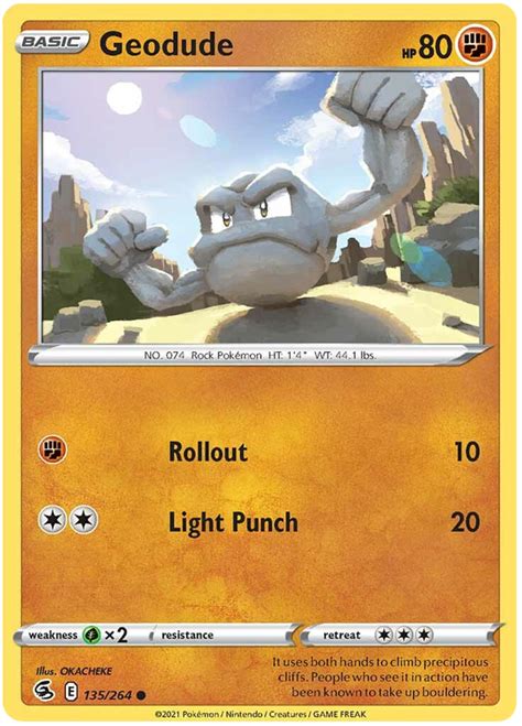 Geodude Fusion Strike 135 Pokemon Card