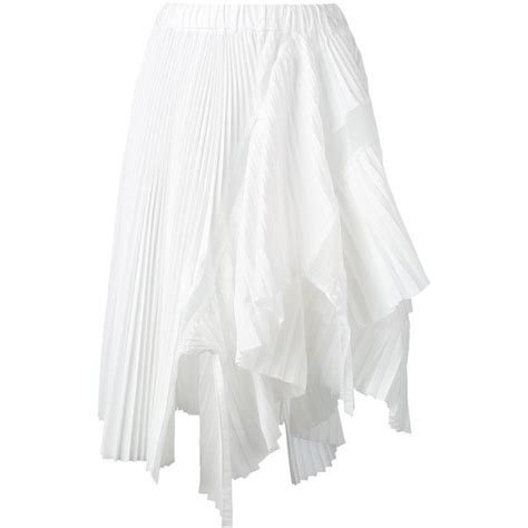 Sacai Asymmetric Micro Pleated Skirt 700 Chf Liked On Polyvore