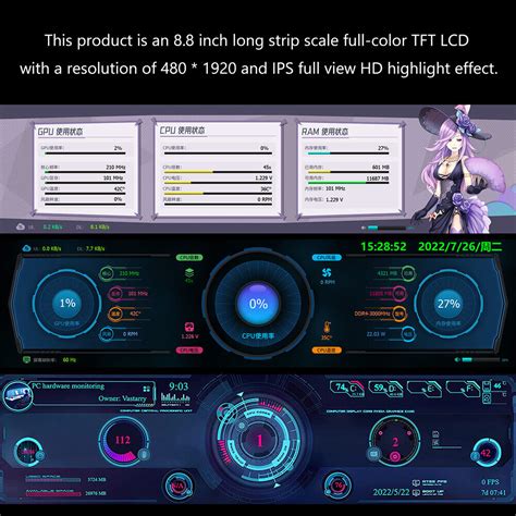 Inch Secondary Screen Cpu Gpu Ssd Information Temperature Monitor