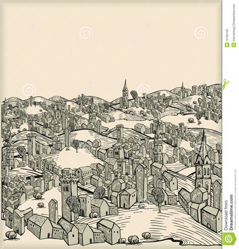 Medieval Town Sketch at PaintingValley.com | Explore collection of ...