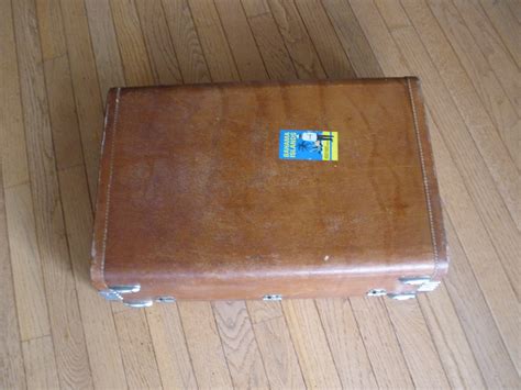 1940s Wheary Side Saddle Leather Suitcase Racine Wisconsin