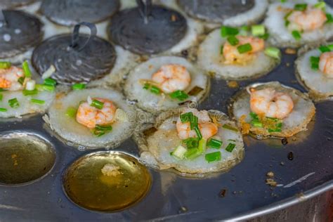 Vietnamese Tiny Shrimp Pancake On Skillet Banh Khot Stock Photo