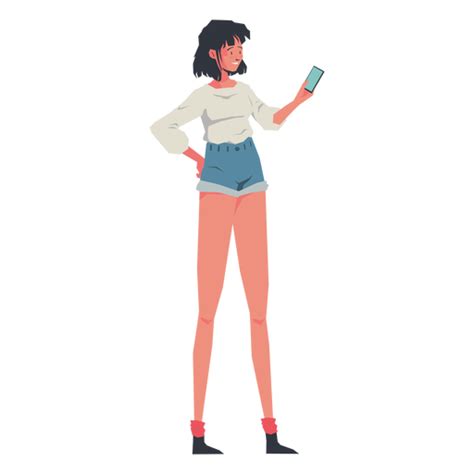 Diseño Png Y Svg De Chica Casual En Personaje De Teléfono Para Camisetas