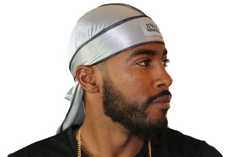 Silky 3wp Silver Durag Black Stitching 360waveprocess