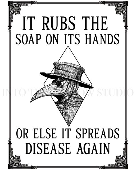 Plague Doctor Wash Your Hands Sign Digital Print Buffalo Etsy