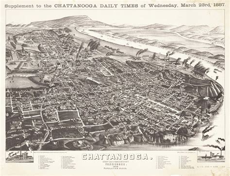 Rare Henry Wellge Birds Eye View Of Chattanooga Resurgent Rare