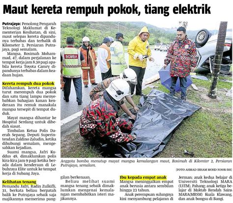 Surat Khabar Kemalangan Jalan Raya Letter 7saudara