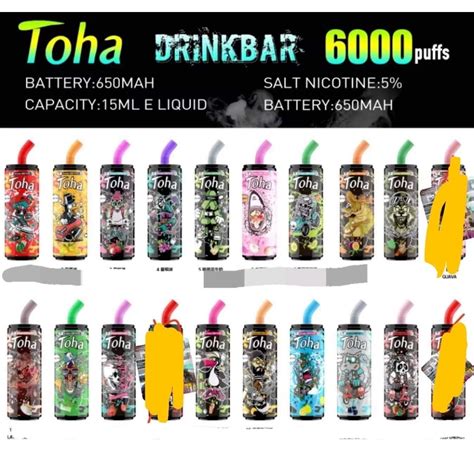 Toha Drinkbar Disposable Vape Pod Legit Up To 6000 Puffs Rechargeable