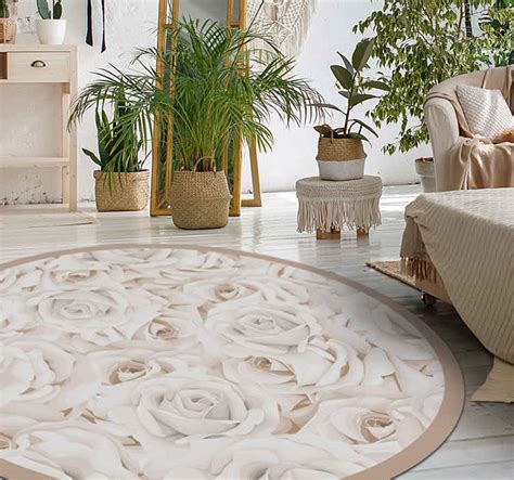 Tapis vinyle plantes motif de roses élégant