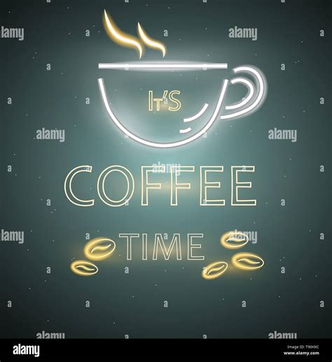 Coffee Shop Neon Sign Vector Glowing Coffee Cup Symbol Dark Background