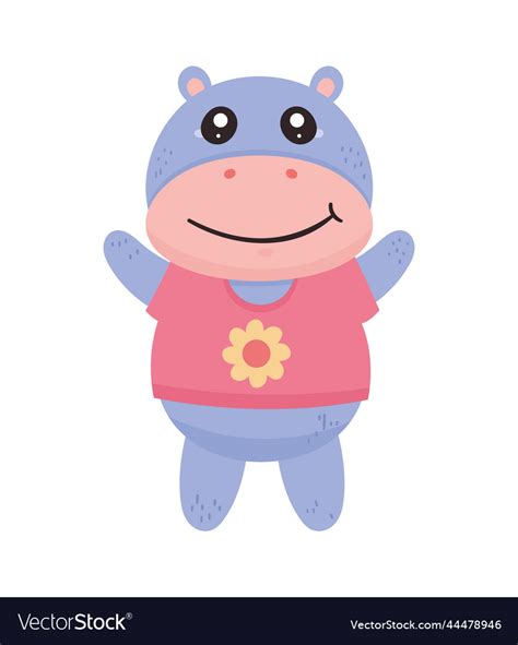 Cute Hippo Kawaii Royalty Free Vector Image Vectorstock