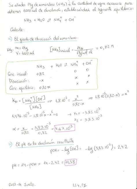 Ejercicio Resuelto De ácido Base Del Examen Pau De Canarias Año 2013 14 Junio Ej 4 Pii