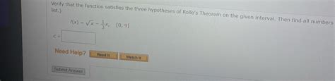 Solved Verify That The Function Satisfies The Three