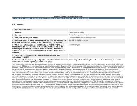 PDF Consolidated Enterprise Infrastructure Exhibit 300 Part I