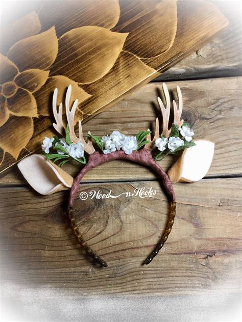 Deer Antler Headband Reindeer Woodland Costume Etsy Deer Antlers