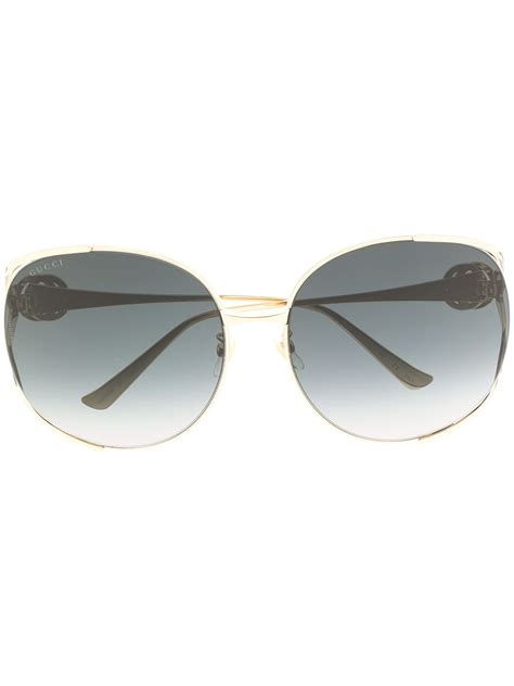 Gucci Eyewear Round Frame Sunglasses Gold Farfetch