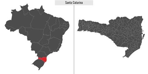 Mapa Del Estado De Santa Catarina De Brasil Vector Premium