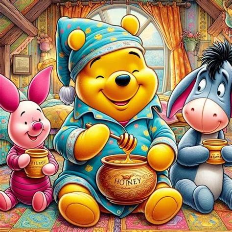 Winnie The Pooh Velvet Cloth Full Crystal Round Square Diamond Painting