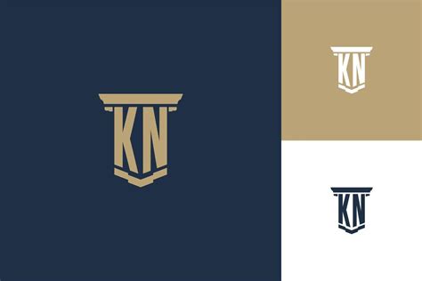 KN Monogram Initials Logo Design With Pillar Icon Attorney Law Logo