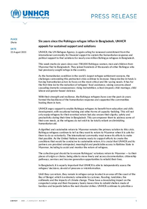 Document Press Release English Six Years Since The Rohingya Refugee